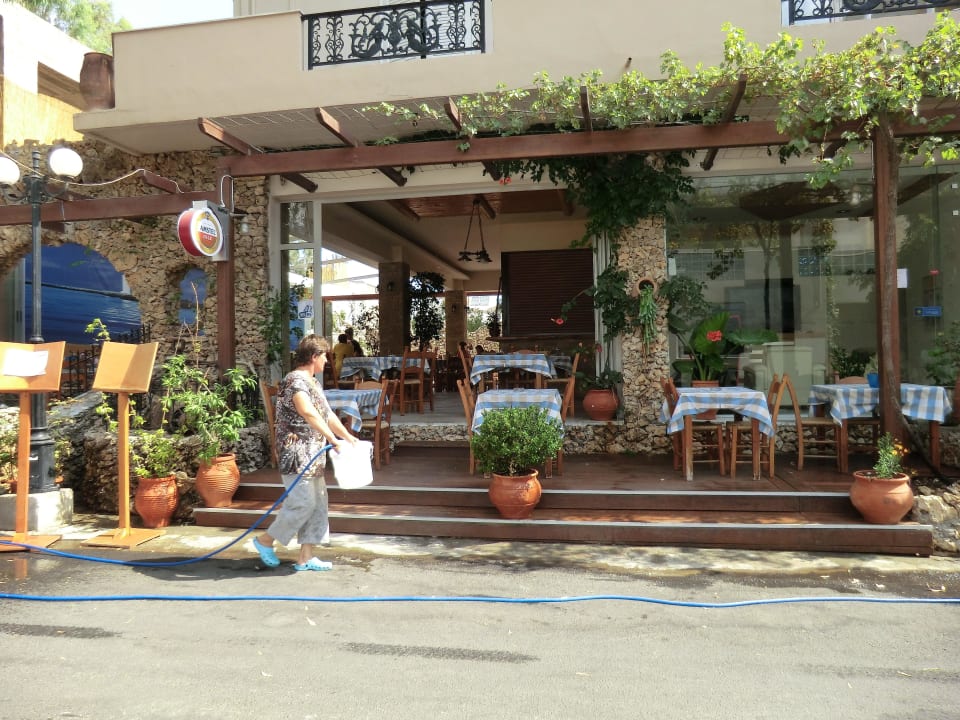 Rechts die Lobby, links Restaurant, oben Zimmer Zorbas Lifestyle Hotel
