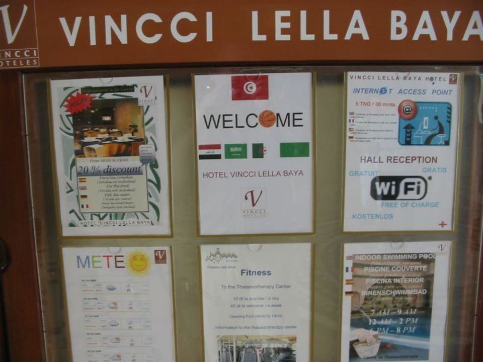 Info am Eingang des Hotels Lella Baya & Thalasso