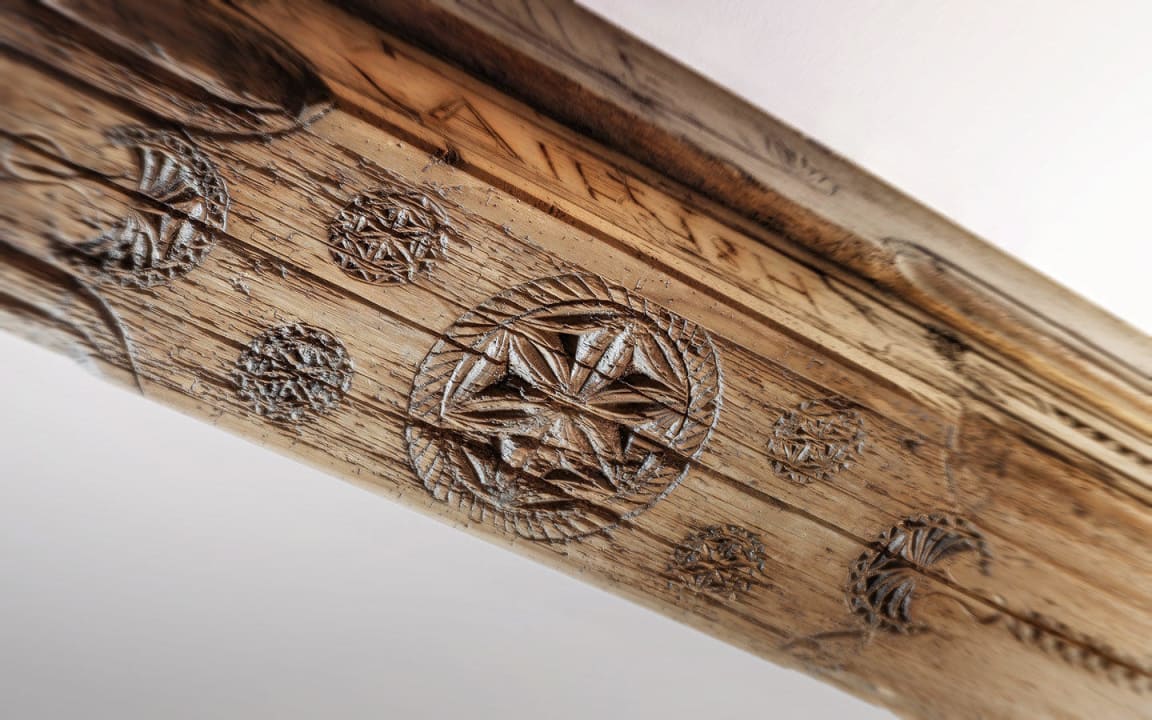 Deckenbalken mit Schnitzereien/beam with carvings Romantik Pension Die Haslachmühle