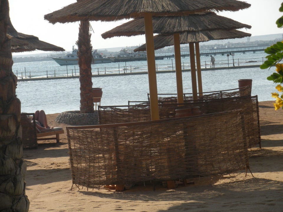Liegen am Stand mit Windschutz Beach Albatros Resort