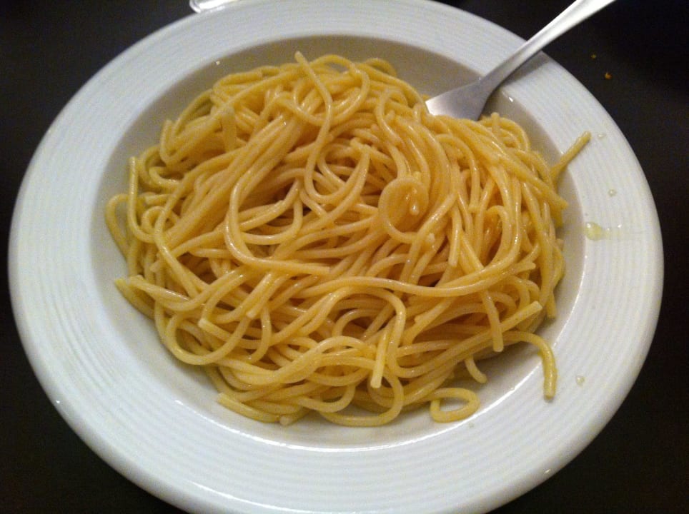 Dinner (plain pasta) Hotel Stella Beach