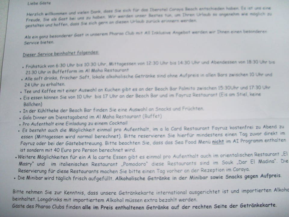 Info zum all incl Teil 1 Steigenberger Coraya Beach - Adults only