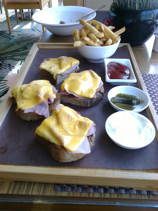 Ham and cheese sandwich with fries Renaissance Shanghai Yu Garden Hotel
