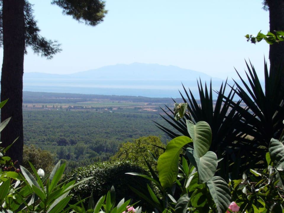 Aussicht beim Frühstück auf der Terrasse Hotel Poggio ai Santi