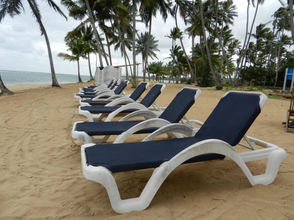 Liegen am hoteleigenen Strand über die Strasse Hotel Alisei