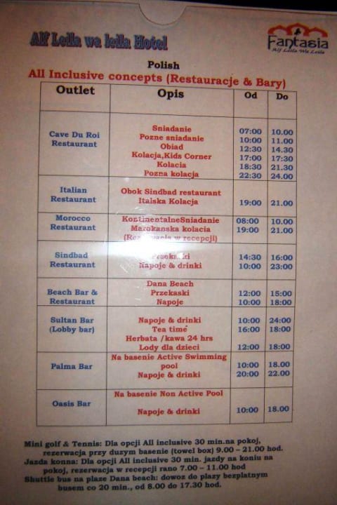 Opcja all inclusive Pickalbatros Alf Leila Wa Leila Resort - Neverland Hurghada