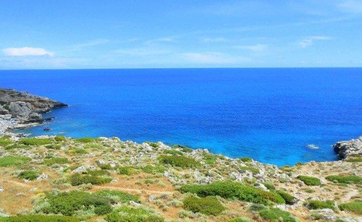 Ausblick von oben auf die Bucht Hotel Kalithea Mare Palace