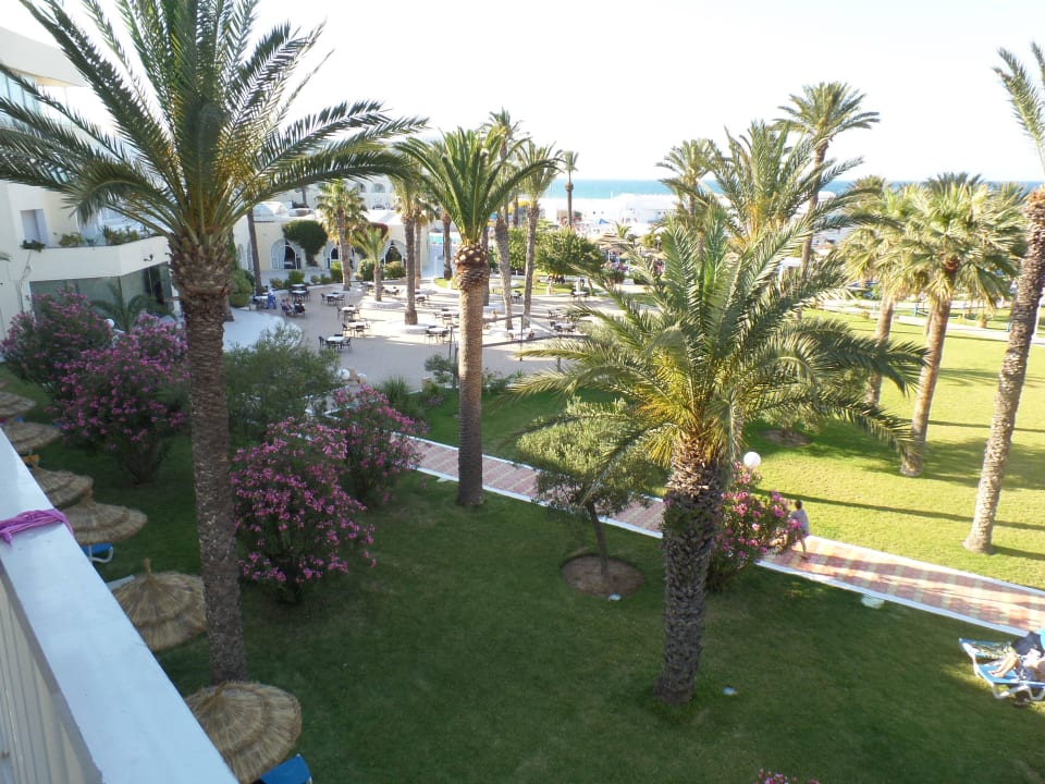 Vom Balkon in den Garten Richtung Meer El Mehdi Beach Resort