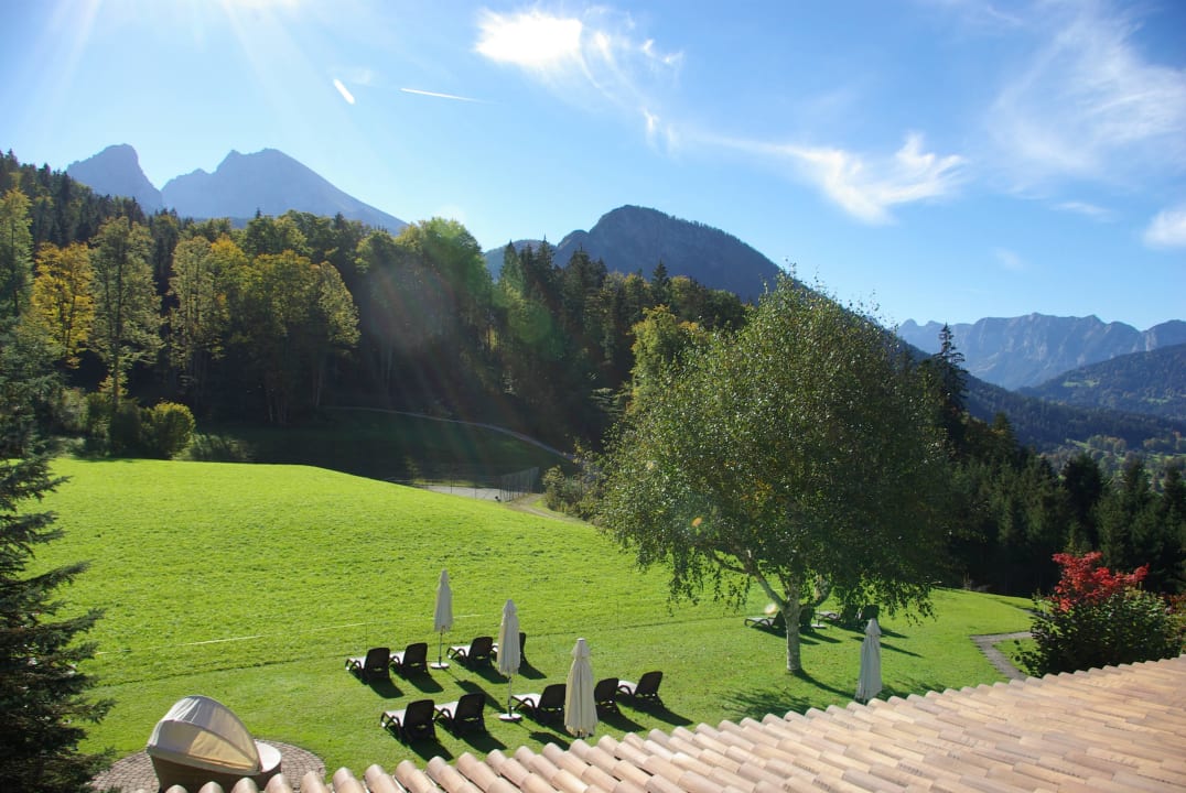Blick vom Balkon Grünstein-Zimmer Alm- & Wellnesshotel Alpenhof