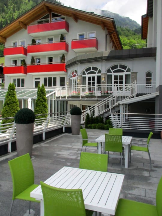 View from the seatings outside Impuls Hotel Tirol