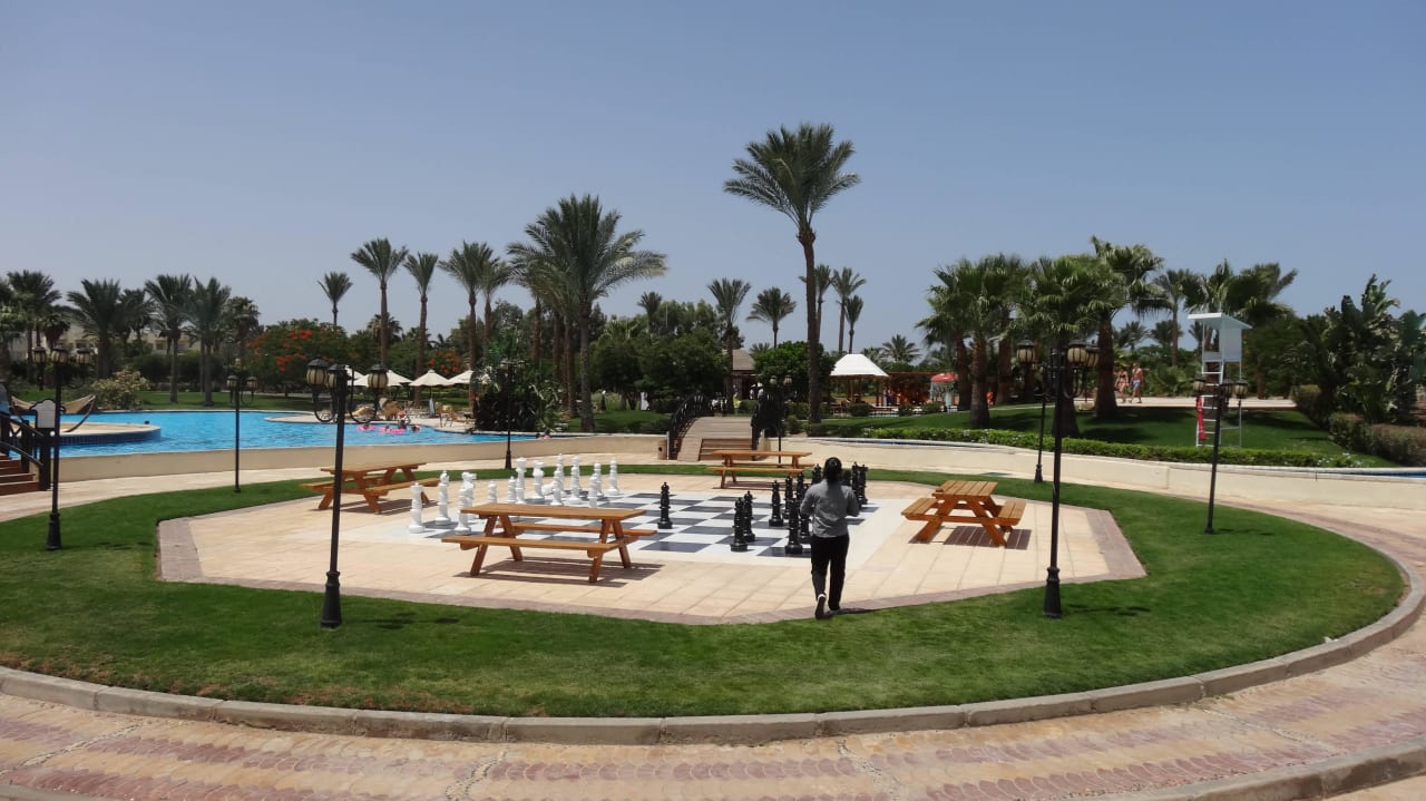 Rasenschach inmitten der Poolanlage Steigenberger ALDAU Beach Hotel