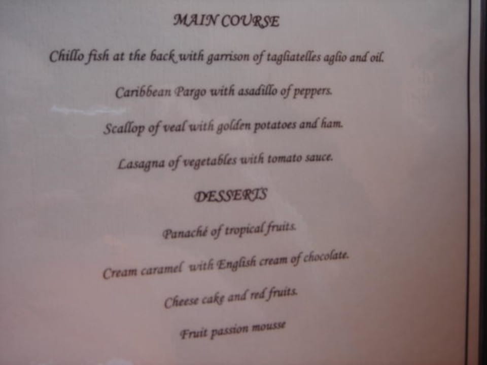 Speisenkarte Teil 2 Catalonia Royal Bavaro - Adults only