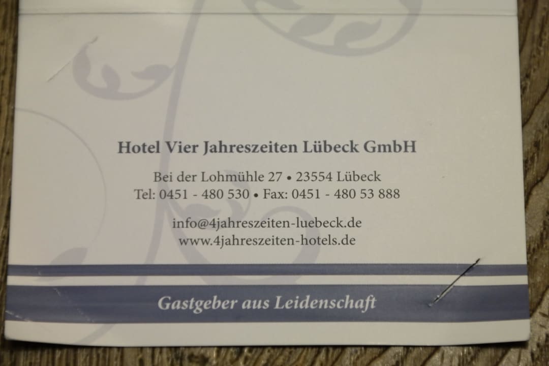 Adresse Hotel Vier Jahreszeiten Lübeck