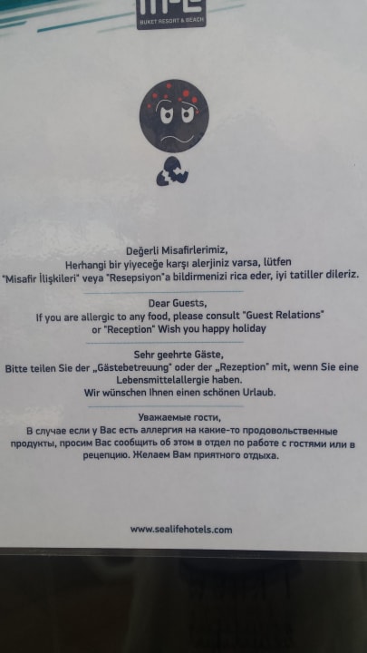 Auch für Allergiker wird gesorgt Sealife Buket Resort & Beach