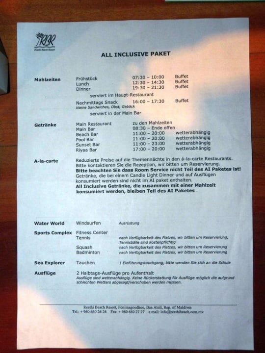 AI Inhalt NH Collection Maldives Reethi Resort