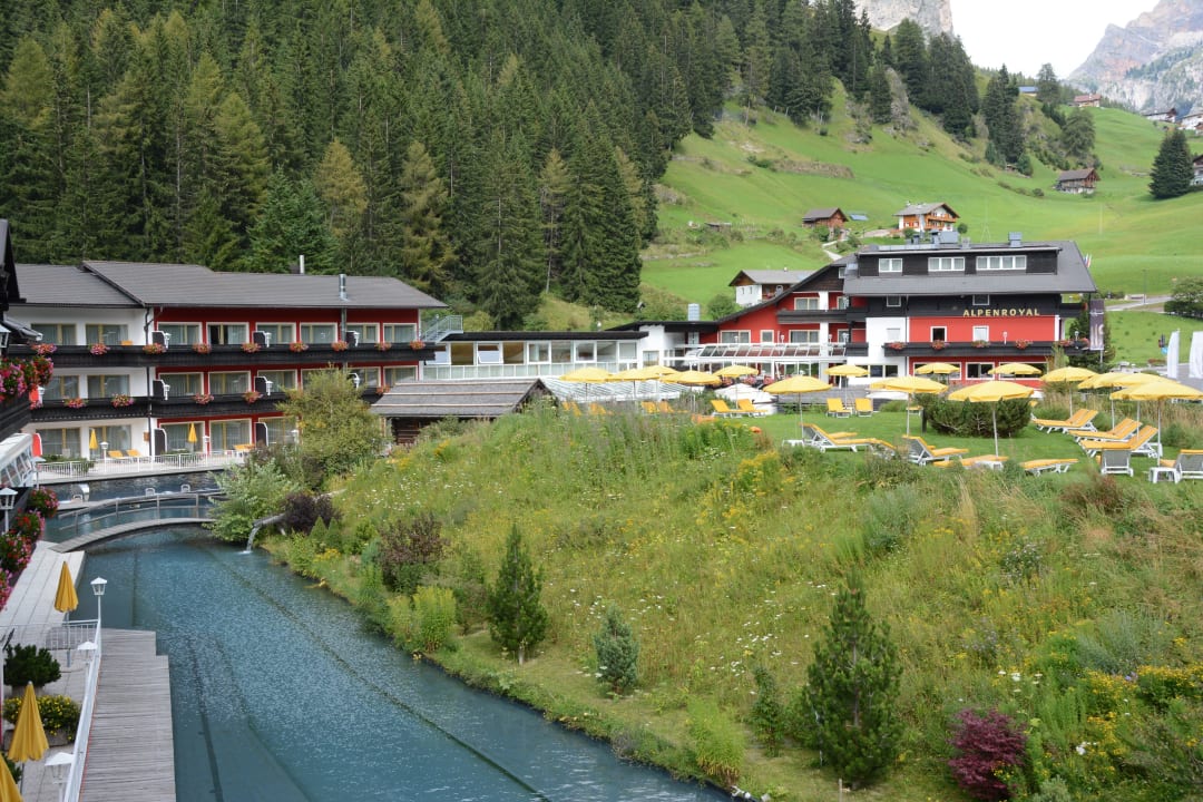 Blick auf den Pool (aus dem Zimmer) Hotel Alpenroyal