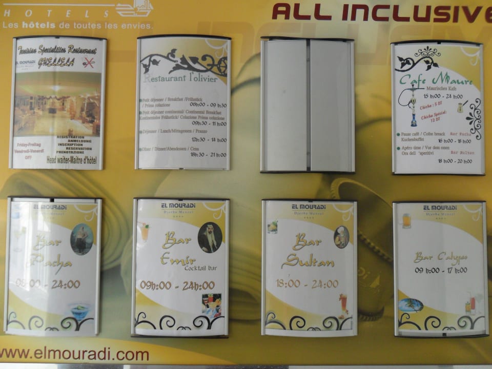 Essensplan Hotel El Mouradi Djerba Menzel