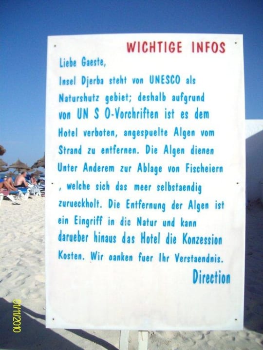 Infotafel am Strand Calimera Yati Beach