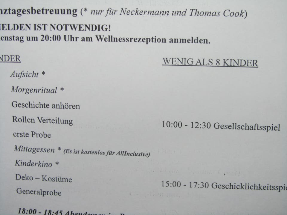 Ausschnitt aus der Kinderanimation Hotel Wellamarin