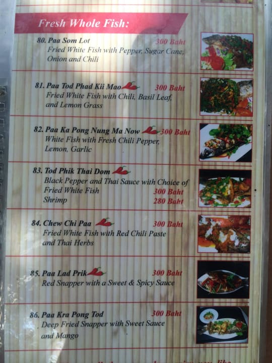 Auszug Speisekarte Hotel Lanta Castaway Resort