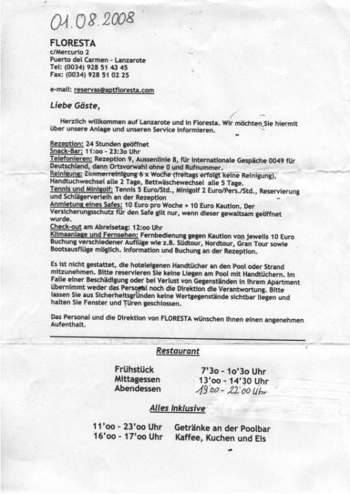 Hotel Floresta  Hausordnung Hotel Floresta