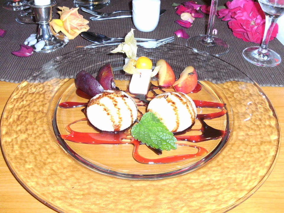 Leckere Nachspeise des 5-Gang-Menüs Edit Pension Rossau