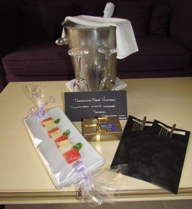 Welcome package with a Finnish greeting card Hotel The Level at Meliá Villaitana
