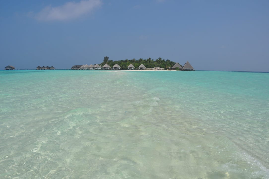 Blick auf Gangehi von der Sandbank Gangehi Island Resort