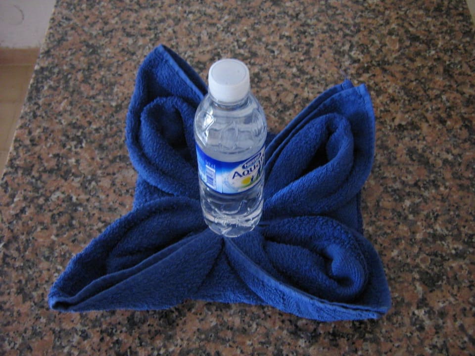 Handtuchkunst "Blauer Enzian in der Küche" Relaxia Olivina