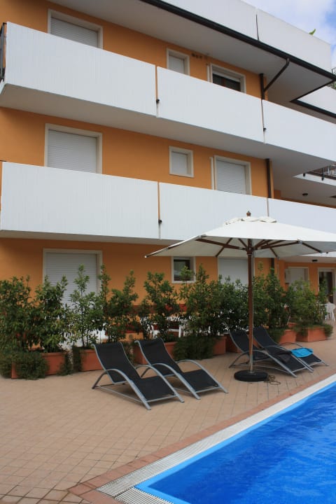 Pool mit den hinteren Balkonen Residence Garda Palace