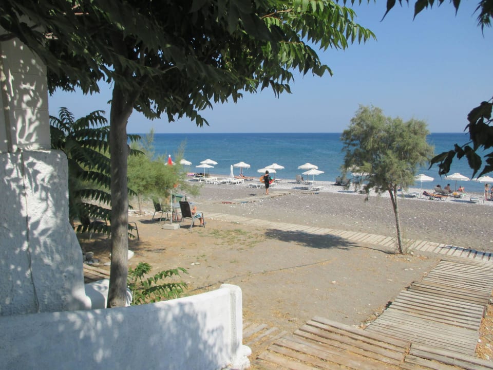 Blick zum Strand Ekaterini Hotel