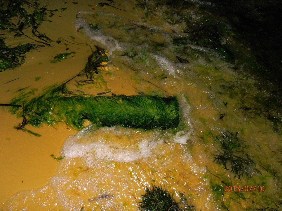 Das Rohr direkt am Strand mündet ins Meer Hotel El Mouradi Skanes Beach