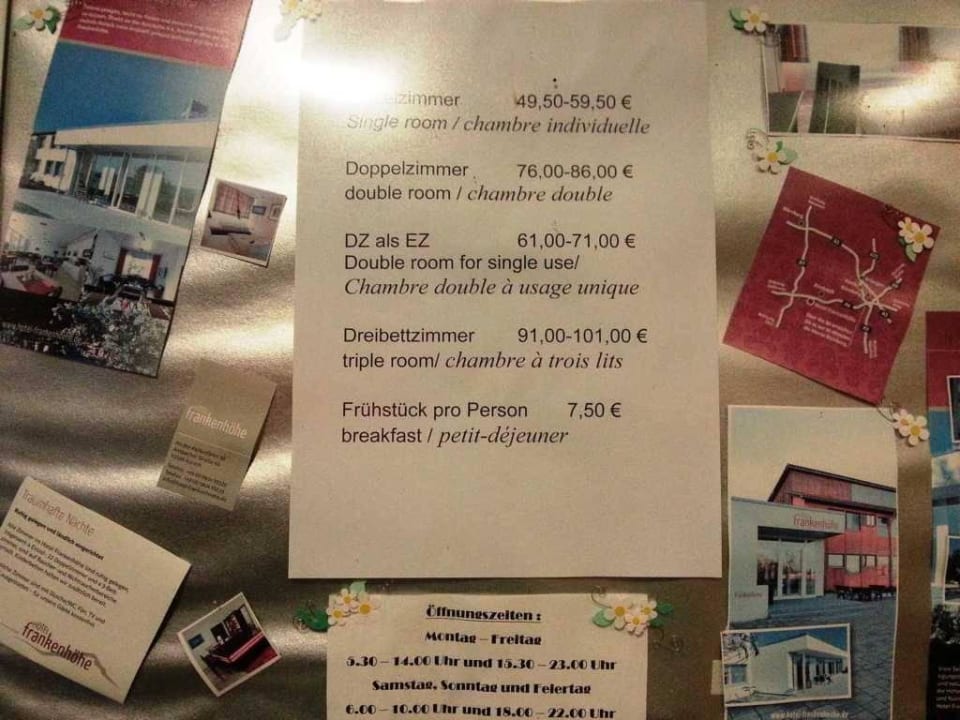 Kosten Hotel Hotel Frankenhöhe