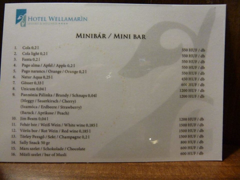 Preise Minibar Hotel Wellamarin