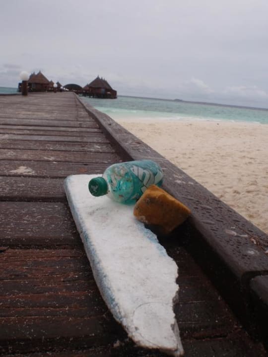 The trash washed out by the sea Angaga Island Resort