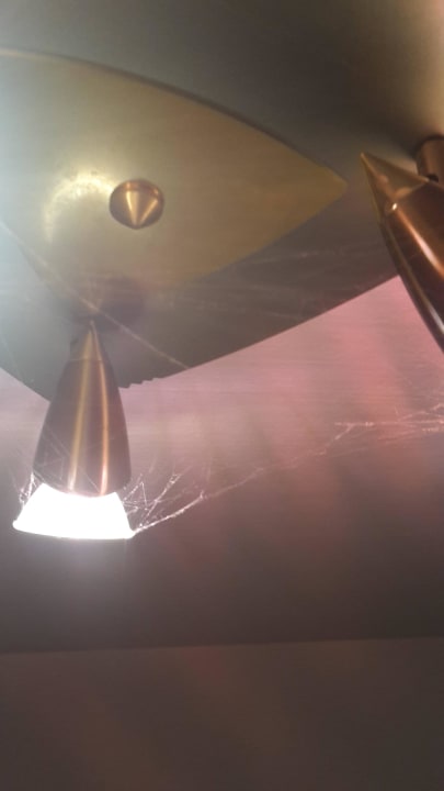 Deckenstrahler voll mit Spinnweben Hotel Bedburger Mühle