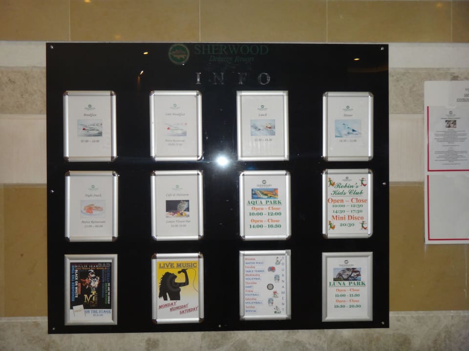 Animationstafel Sherwood Dreams Resort