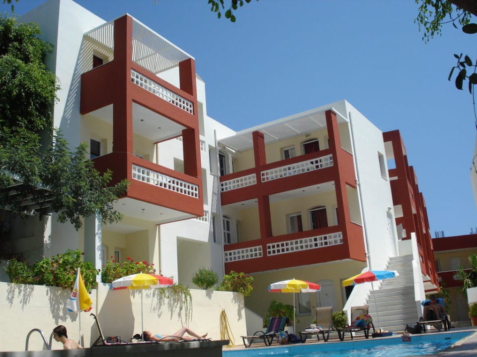 Blick auf Hotelzimmer und Pool Troulis Apart-Hotel