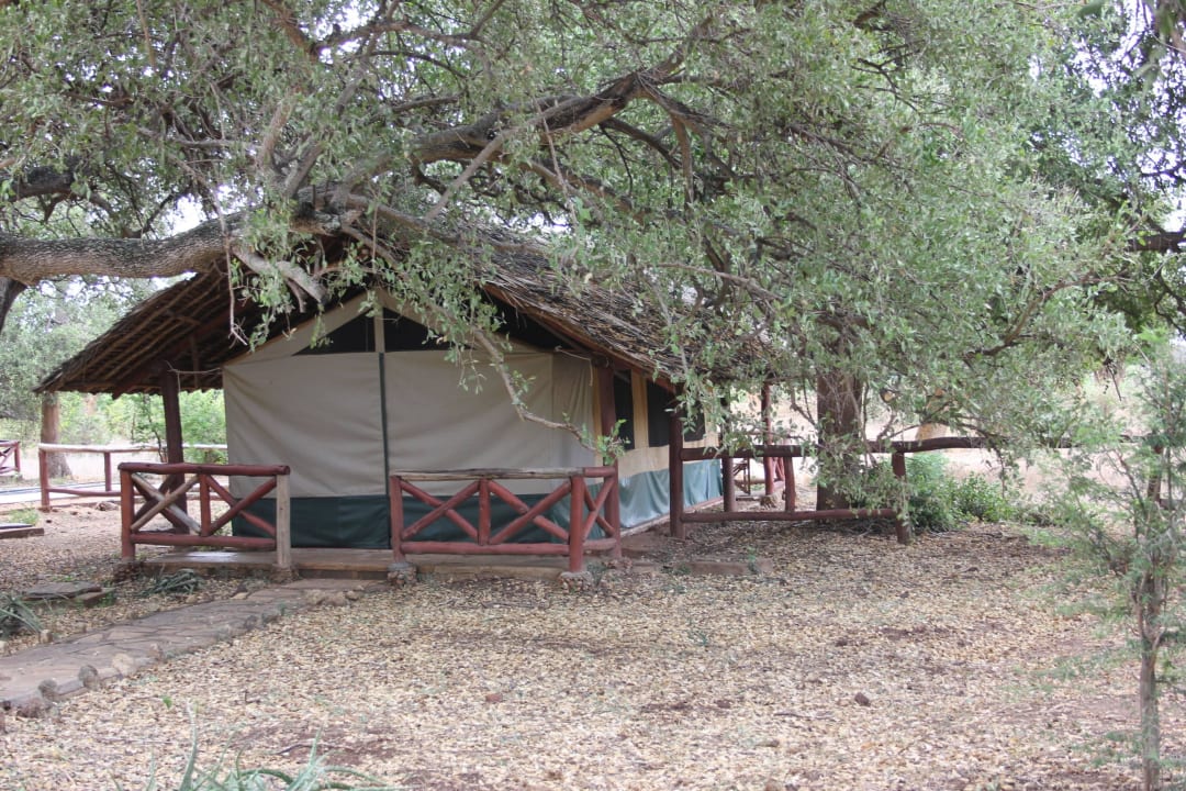 Blick auf unser Zelt Hotel Ndololo Safari Camp