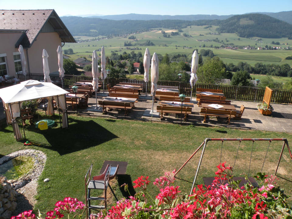 Aussicht von unserem Balkon Hotel Reitingblick