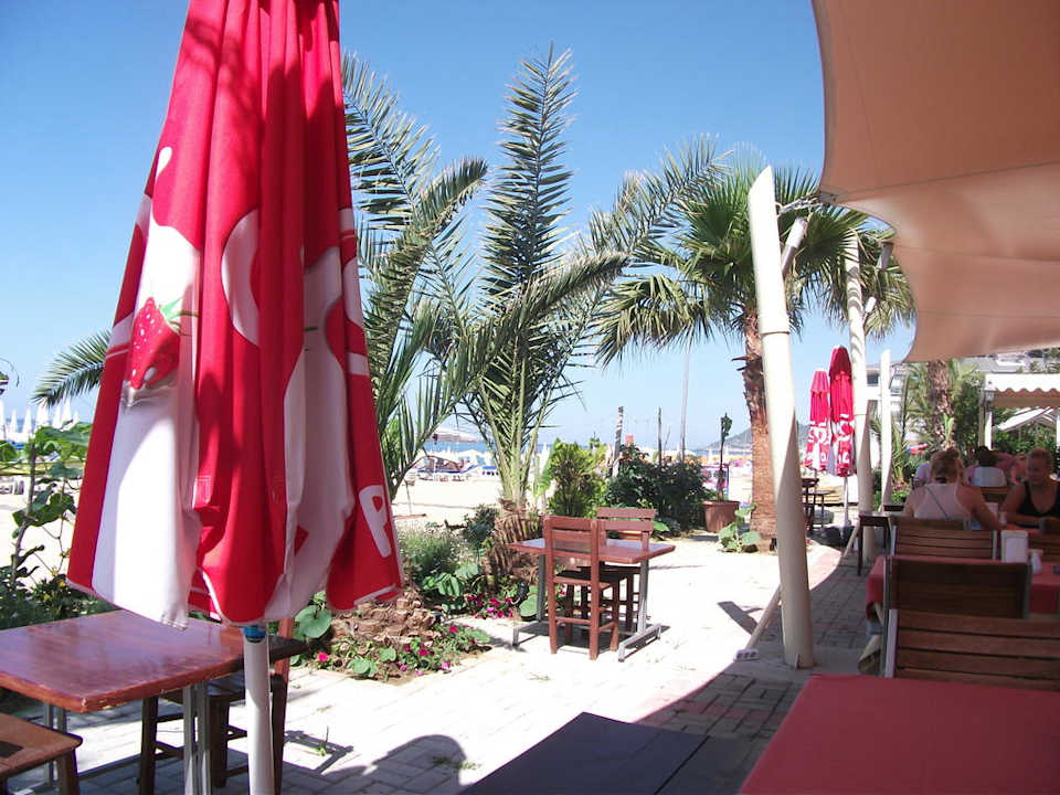Blick auf den Strand vom Restaurant aus Hotel Elysee Garden