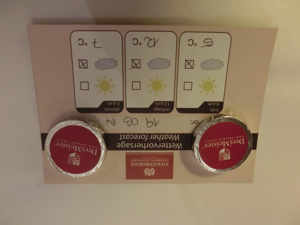 Jeden Abend Wetter Hinweis und Schokotaler Steigenberger Icon Grandhotel Handelshof