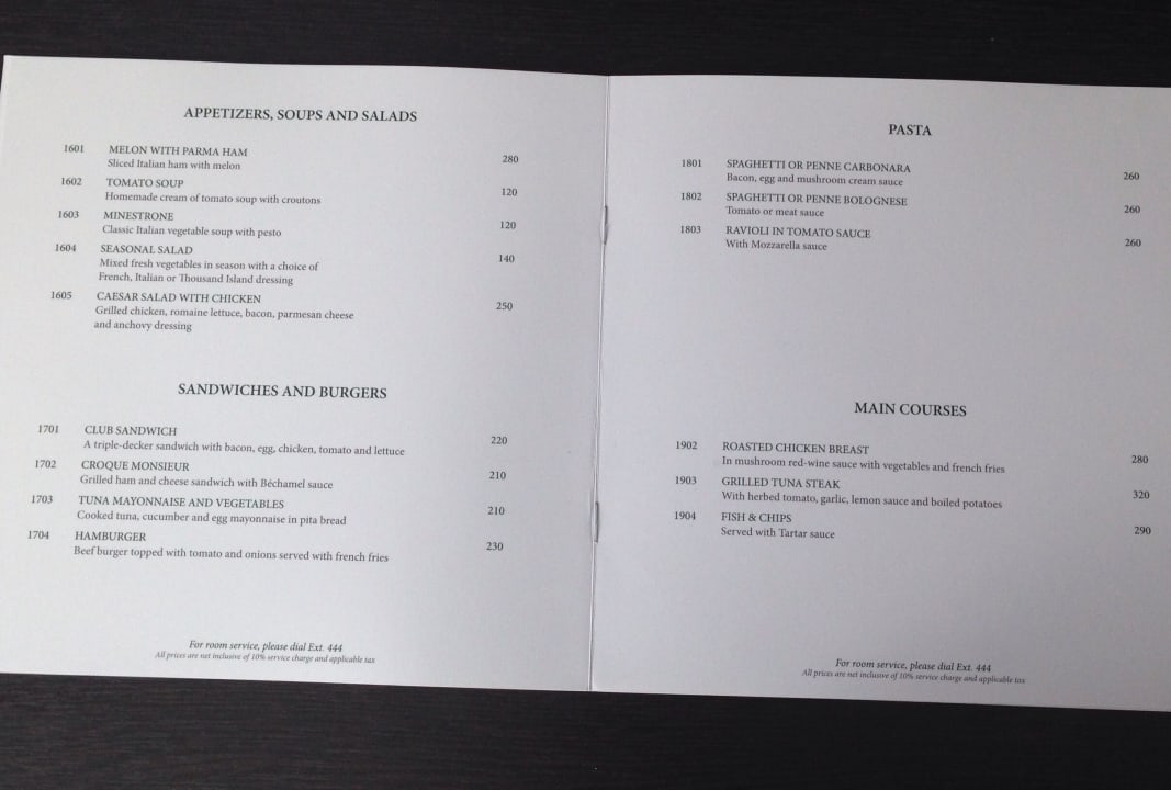 Preise Hotelrestaurant bzw Roomservice Kantary Beach Hotel - KHAO LAK