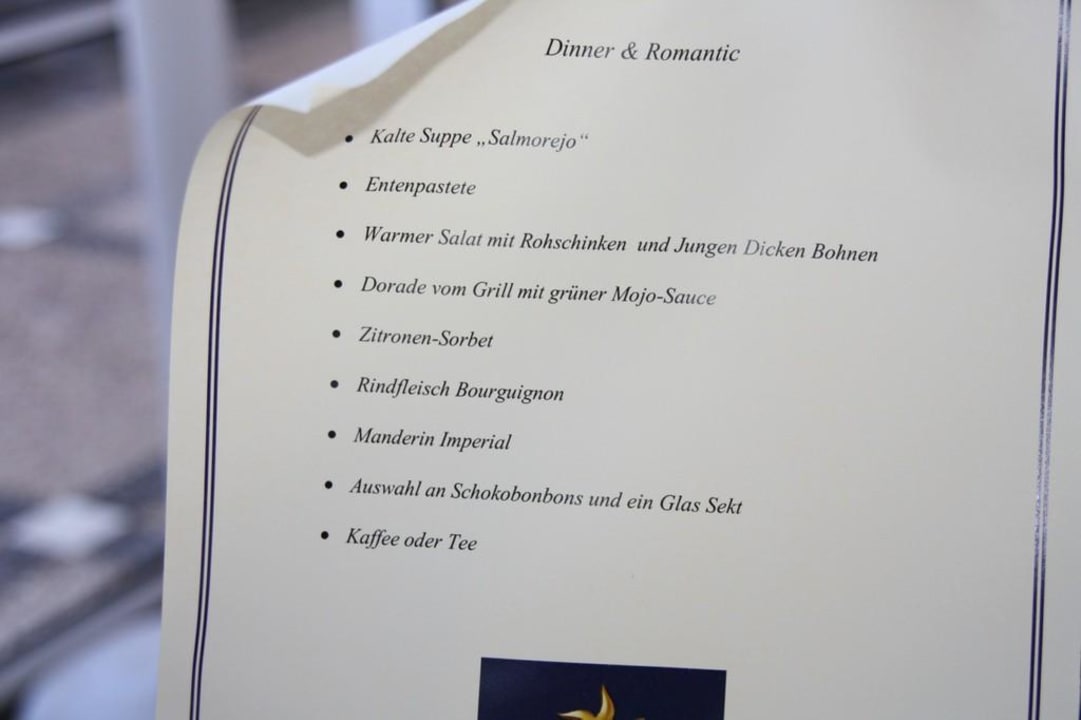 Menü beim romantischen Dinner Bull Costa Canaria & Spa - Adults only