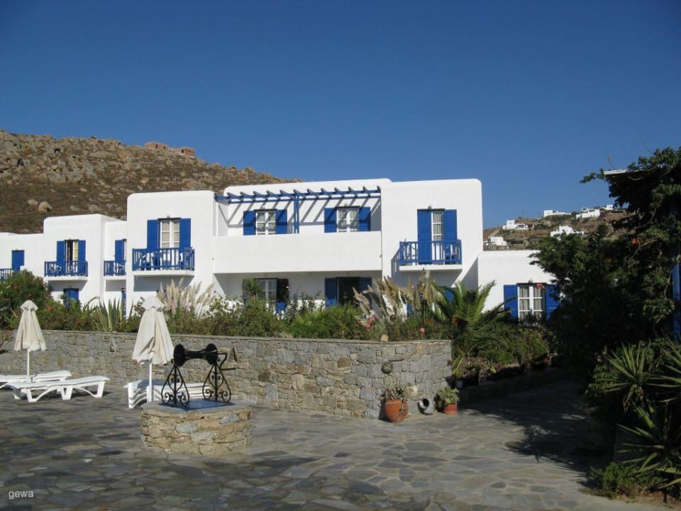 Aussenansicht der Zimmer Myconian Sunrise Relais & Chateaux Hotel