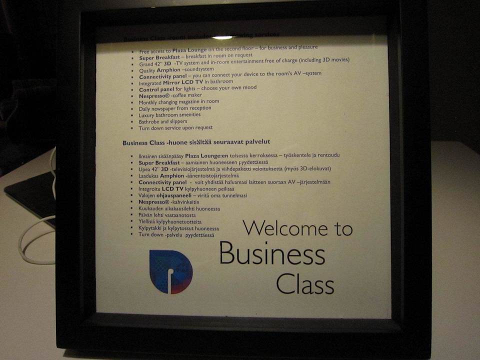 Services for Business Class and Suites Radisson Blu Hotel Plaza Helsinki