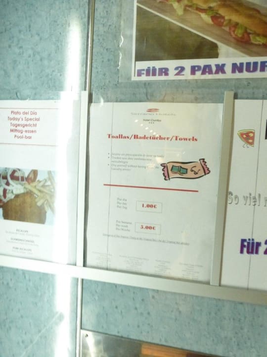 Fahrstuhl, Strandhandtücher 5 Euro für 1 Woche Hotel Clumba