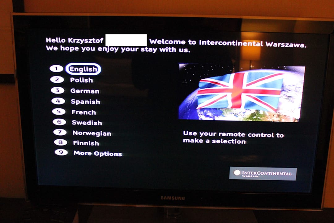 Tc welcome menu InterContinental Warszawa