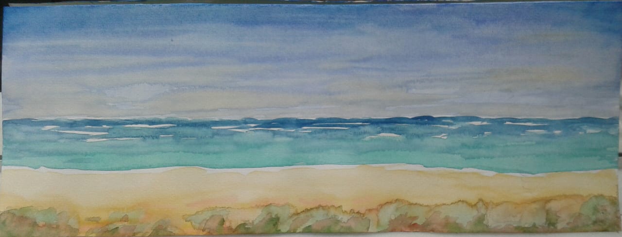 Aquarell vom Strand Costa Calma SBH Fuerteventura Playa
