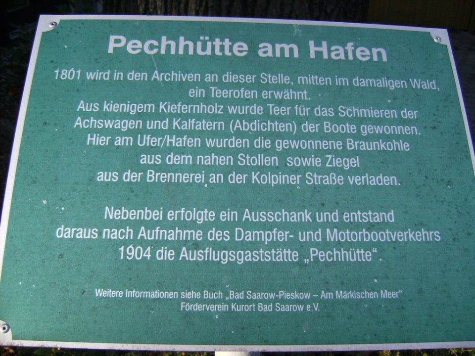 Infotafel am Restaurant Pechhütte zur Geschichte Hotel Esplanade Resort & Spa